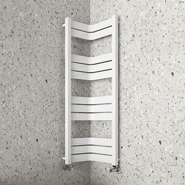 Milan Corner White 1200 x 300 x 300 Heated Towel Rail  Profile Large Image