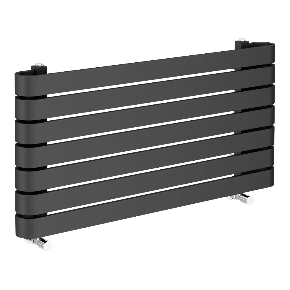 Milan Curved Anthracite 1000 x 500 Horizontal Designer Flat Panel Heated Towel Rail  Feature Large I