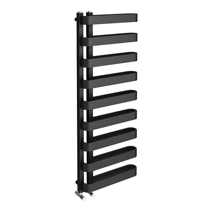 Milan Curved Anthracite 1300 x 500 Designer Flat Panel Heated Towel Rail - 9 Sections Standard Larg