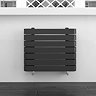 Milan Curved Anthracite 600 x 500 Horizontal Designer Flat Panel Heated Towel Rail  Profile Large Im