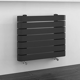 Milan Curved Anthracite 600 x 500 Horizontal Designer Flat Panel Heated Towel Rail Large Image