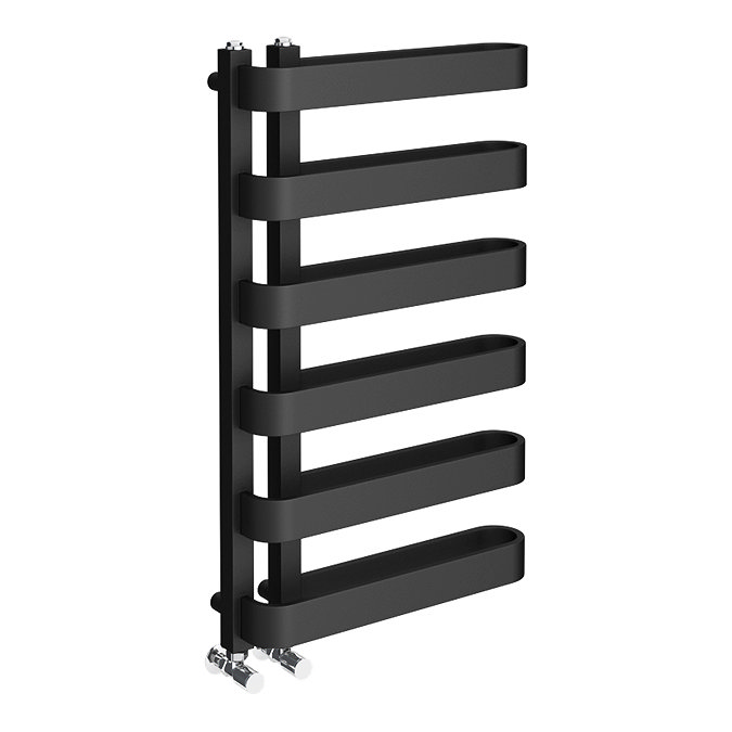 Milan Curved Anthracite 850 x 500 Designer Flat Panel Heated Towel Rail - 6 Sections  Standard Large