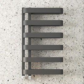 Milan Curved Anthracite 850 x 500 Designer Flat Panel Heated Towel Rail - 6 Sections Medium Image