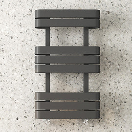 Milan Curved Anthracite 850 x 500 Designer Flat Panel Heated Towel Rail Medium Image