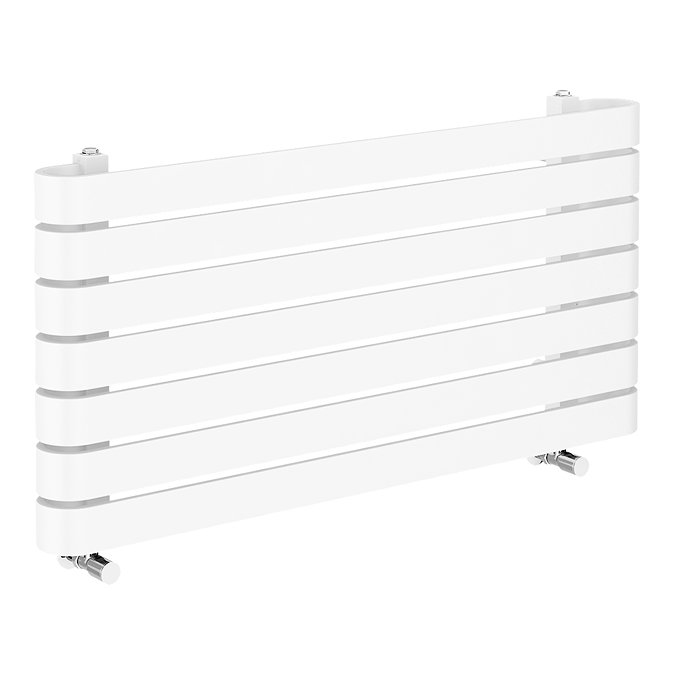 Milan Curved White 1000 x 500 Horizontal Designer Flat Panel Heated Towel Rail  Feature Large Image