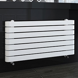 Milan Curved White 1000 x 500 Horizontal Designer Flat Panel Heated Towel Rail Medium Image