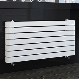 Milan Curved White 1000 x 500 Horizontal Designer Flat Panel Heated Towel Rail Large Image