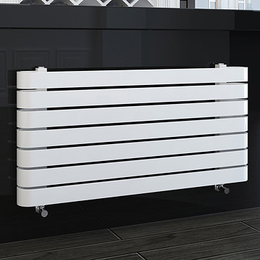 Milan Curved White 1000 x 500 Horizontal Designer Flat Panel Heated Towel Rail  Profile Large Image