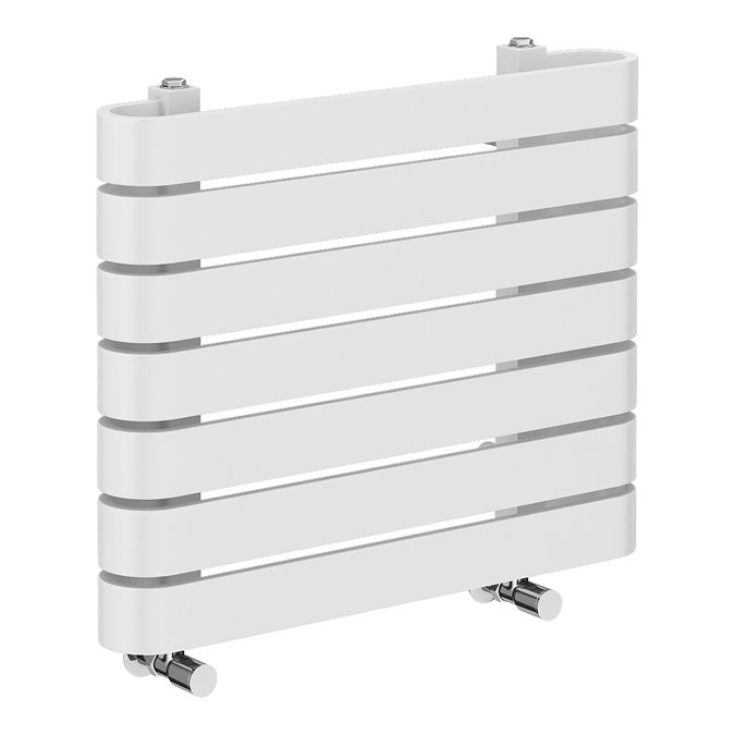 Milan Curved White 600 x 500 Horizontal Designer Flat Panel Heated Towel Rail  Feature Large Image