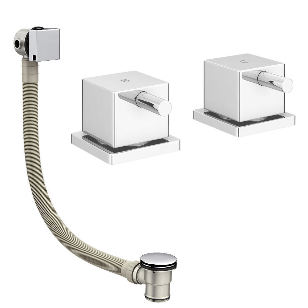 Milan Deck Bath Side Valves with Square Freeflow Bath Filler