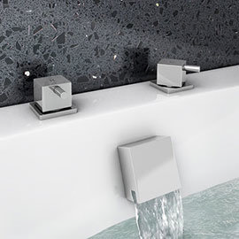 Milan Deck Bath Side Valves with Square Freeflow Bath Filler Medium Image