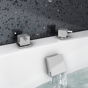 Milan Deck Bath Side Valves with Square Freeflow Bath Filler  Profile Large Image