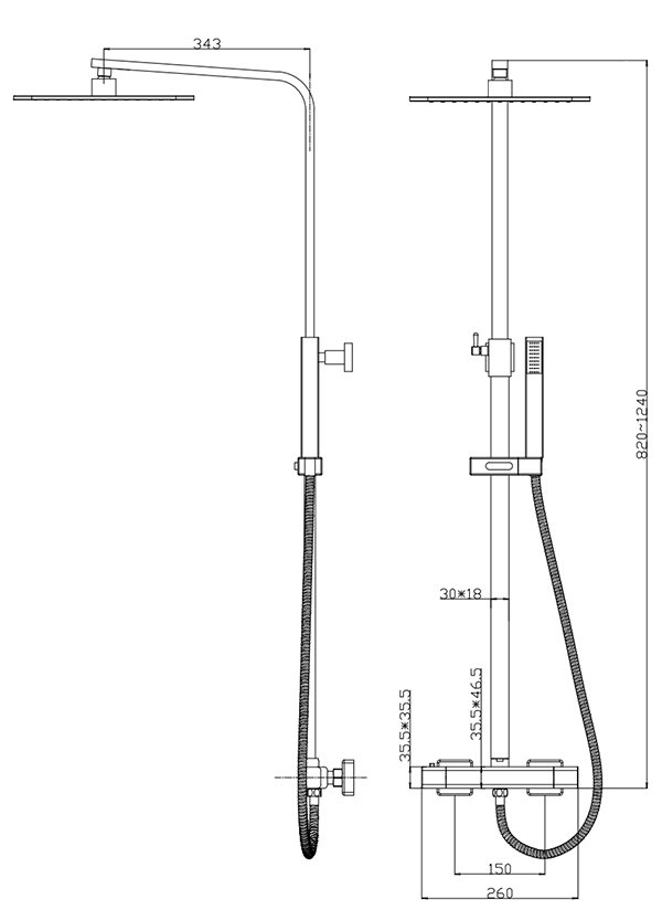 Milan Deluxe Cool Touch Square Thermostatic Shower (250 x 250mm Head - Chrome)