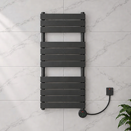 Milan Electric Bathroom Heated Towel Rail Anthracite Finish - 1213mm x 500mm