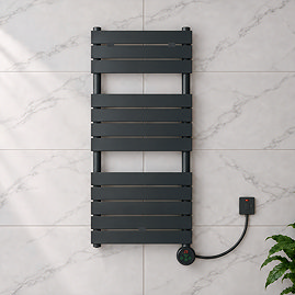 Milan Electric Bathroom Heated Towel Rail Anthracite Finish - 1213mm x 500mm