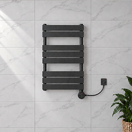 Milan Electric Bathroom Heated Towel Rail Anthracite Finish - 840mm x 500mm