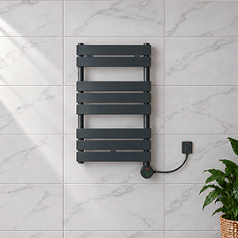 Milan Electric Bathroom Heated Towel Rail Anthracite Finish - 840mm x 500mm