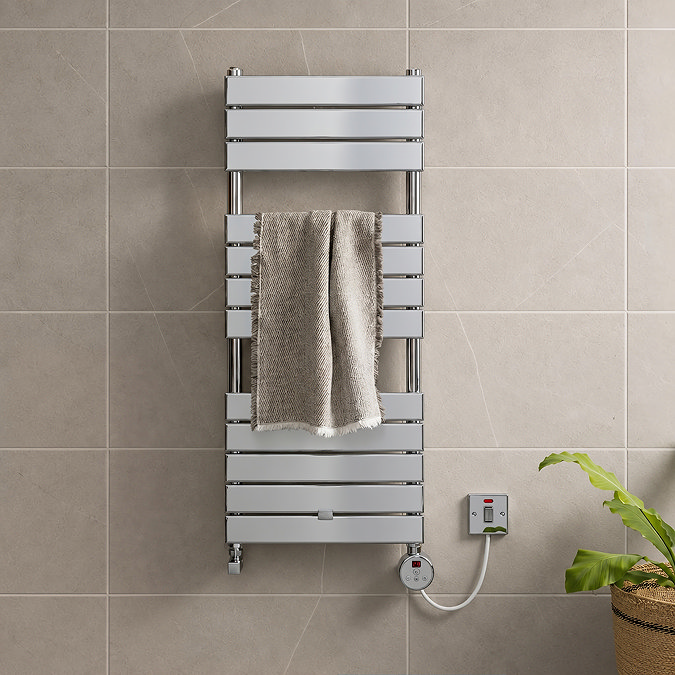 Milan Electric Bathroom Heated Towel Rail Chrome Finish - 1213mm x 500mm