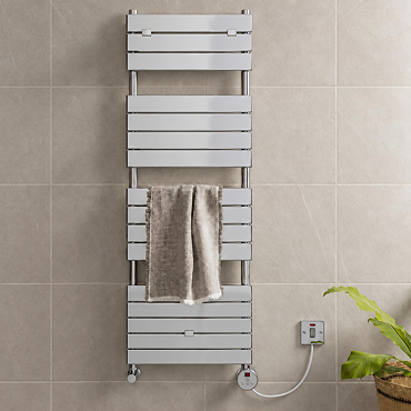 Milan Electric Bathroom Heated Towel Rail Chrome Finish - 1512mm x 500mm
