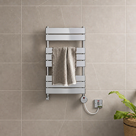 Milan Electric Bathroom Heated Towel Rail Chrome Finish - 840mm x 500mm