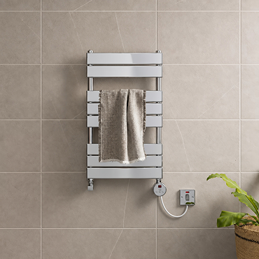Milan Electric Bathroom Heated Towel Rail Chrome Finish - 840mm x 500mm