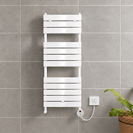 Milan Electric Bathroom Heated Towel Rail White Finish - 1213mm x 500mm