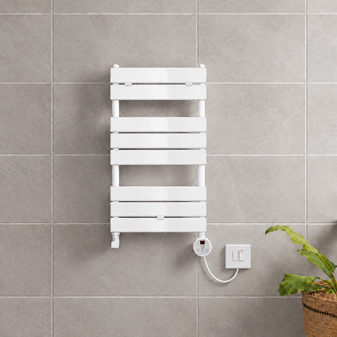 Milan Electric Bathroom Heated Towel Rail White Finish - 840mm x 500mm