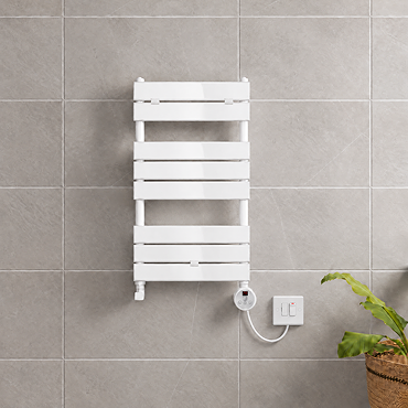 Milan Electric Bathroom Heated Towel Rail White Finish - 840mm x 500mm
