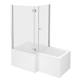 Milan Shower Bath Enclosure - 1700mm L-Shaped Inc. Hinged Screen + Panel Large Image