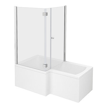 Milan Shower Bath Enclosure - 1700mm L-Shaped Inc. Hinged Screen + Panel  Feature Large Image