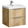Milan Fluted 600mm Autumn Oak 2-Drawer Wall Hung Vanity Unit