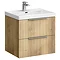 Milan Fluted 600mm Autumn Oak 2-Drawer Wall Hung Vanity Unit