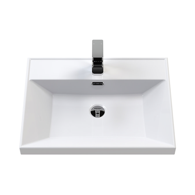 Milan Fluted 600mm Matt White 1-Drawer Wall Hung Vanity Unit with Matt Black Handle