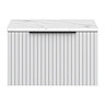 Milan Fluted 600mm Matt White Vanity Unit - Wall Hung 1 Drawer Unit with Carrara Marble Worktop & Matt Black Handle