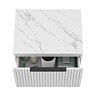 Milan Fluted 600mm Matt White Vanity Unit - Wall Hung 1 Drawer Unit with Carrara Marble Worktop & Matt Black Handle
