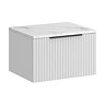Milan Fluted 600mm Matt White Vanity Unit - Wall Hung 1 Drawer Unit with Carrara Marble Worktop & Matt Black Handle