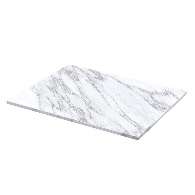 Milan Fluted 600mm Satin Green Vanity Unit - Wall Hung 2 Drawer Unit with Carrara Marble Worktop & Brushed Brass Handles