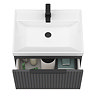 Milan Fluted 600mm Soft Black 1-Drawer Wall Hung Vanity Unit with Matt Black Handle