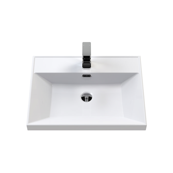 Milan Fluted 600mm Autumn Oak 1-Drawer Wall Hung Vanity Unit with Brushed Brass Handle