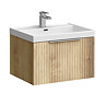 Milan Fluted 600mm Autumn Oak 1-Drawer Wall Hung Vanity Unit with Chrome Handle