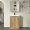 Milan Fluted 600mm Autumn Oak 2-Door Floor Standing Vanity Unit with Matt Black Handles