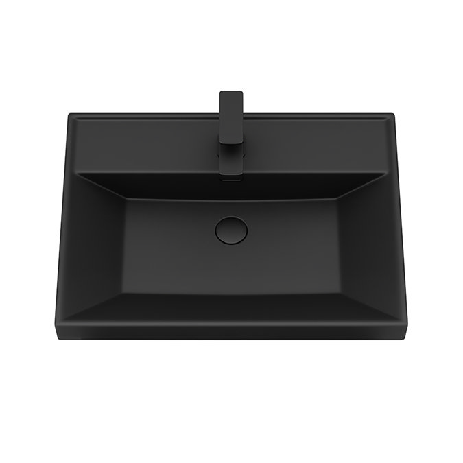 Milan Fluted 600mm Autumn Oak 2-Drawer Wall Hung Vanity Unit with Matt Black Basin + Handles