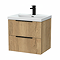 Milan Fluted 600mm Autumn Oak 2-Drawer Wall Hung Vanity Unit with Matt Black Handles