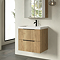 Milan Fluted 600mm Autumn Oak 2-Drawer Wall Hung Vanity Unit with Matt Black Handles