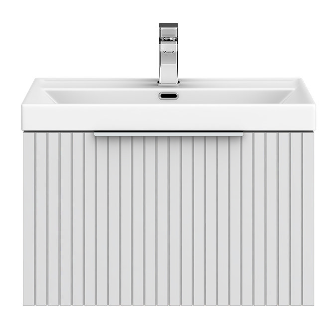 Milan Fluted 600mm Matt White 1-Drawer Wall Hung Vanity Unit with Chrome Handle