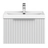 Milan Fluted 600mm Matt White 1-Drawer Wall Hung Vanity Unit with Chrome Handle