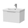Milan Fluted 600mm Matt White 1-Drawer Wall Hung Vanity Unit with Chrome Handle
