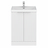 Milan Fluted 600mm Matt White 2-Door Floor Standing Vanity Unit