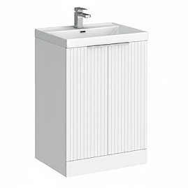 Milan Fluted 600mm Matt White 2-Door Floor Standing Vanity Unit