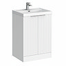 Milan Fluted 600mm Matt White 2-Door Floor Standing Vanity Unit